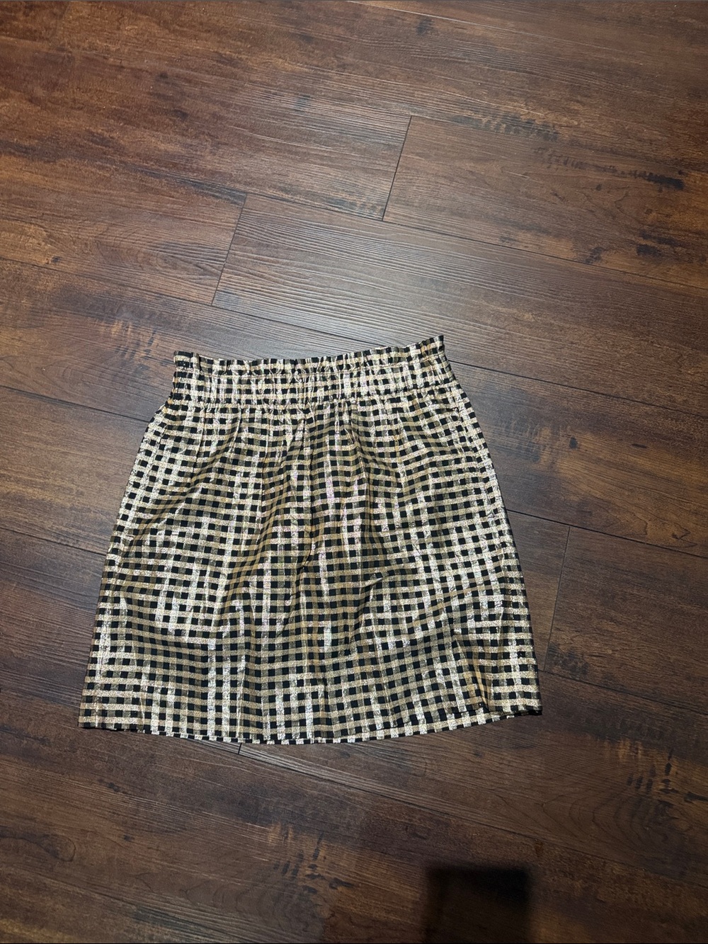 J. Crew Black and Cream Checkered Mini Skirt